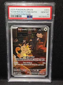 Pokemon Team Rocket's Meowth Illustration RARE! 2025 Destined Rivals #203 PSA-10 - Image 1
