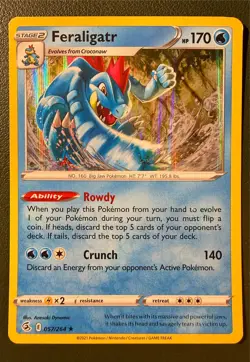 Pokemon TCG Feraligatr 57/264 Fusion Strike SWSH8 Holo LP - Image 1