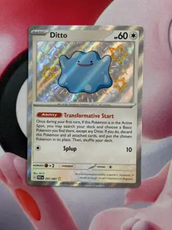 Pokemon TCG Ditto Scarlet & Violet Paldean Fates Holo Shiny Rare Card 201/091 - Image 1