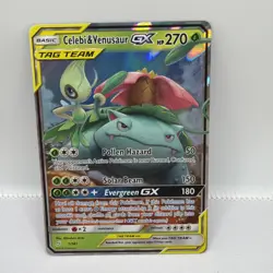 Pokemon 2019 Celebi & Venusaur GX 1/181 SM-Team Up Ultra Rare TAG TEAM Holo Card - Image 1