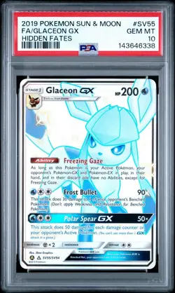 PSA 10 GEM MINT Glaceon GX SV55/SV94 Hidden Fates: Shiny Vault Holo Pokemon Card - Image 1