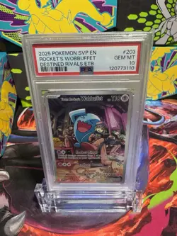 Pokemon 2025 Team Rockets Wobbuffet #203 Etb Psa 10 - Image 1