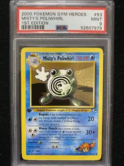 2000 Pokemon Gym Heroes 1st Edition Misty's Poliwhirl 53/132 PSA 9 Mint - Image 1