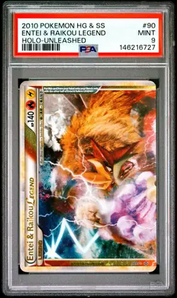 2010 POKEMON HEARTGOLD & SOULSILVER UNLEASHED ENTEI & RAIKOU LEGEND-HOLO PSA 9 - Image 1
