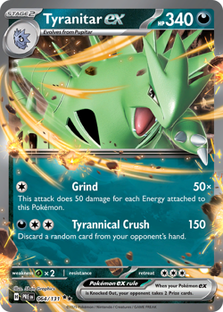 TYRANITAR EX 064/131 DOUBLE RARE PRISMATIC EVOLUTIONS POKEMON NM/M - Image 3