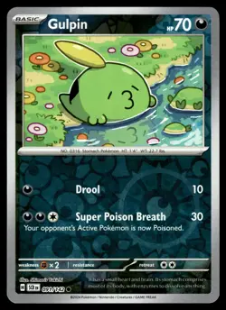GULPIN - 91/142 Common Stellar Crown Pokemon Reverse Holo NM - Image 1