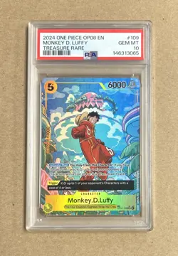 2024 One Piece OP08 Monkey D Luffy Treasure Rare Card #109 PSA 10 - Image 1