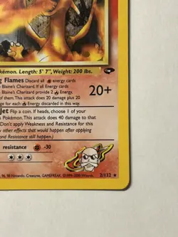 Pokemon Blaine's Charizard 2/132 Gym Challenge Holo Card Rare - Image 5
