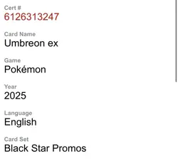 Umbreon ex SVP176 Sv: Scarlet & Violet Promo Cards Holo - Image 3