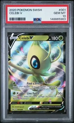 CELEBI V #001 PSA 10 2020 Pokemon Sword & Shield Full Art Graded Card - Image 1