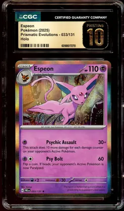 CGC 10 PRISTINE Espeon 033/131 HOLO RARE Prismatic Evolutions Pokemon Card 270 - Image 1