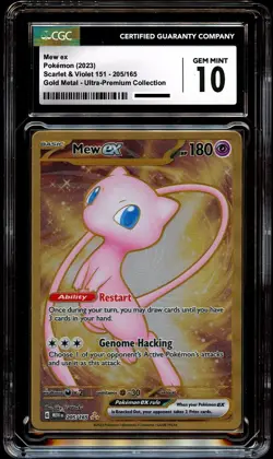 CGC 10 GEM MINT Mew Ex 205/165 Gold METAL 151 UPC PROMO Pokemon Card - Image 2
