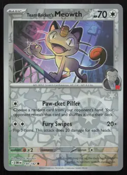 Team Rocket's Meowth 149/182 Common Destined Rivals Pokemon Reverse Holo NM - Image 1