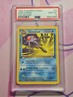 1999 POKEMON FOSSIL 1ST ED #44 TENTACRUEL PSA 10 - Image 1