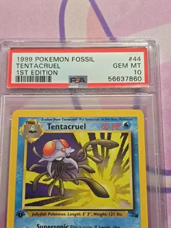 1999 POKEMON FOSSIL 1ST ED #44 TENTACRUEL PSA 10 - Image 3
