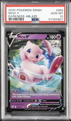 2020 POKEMON SWORD & SHIELD DARKNESS ABLAZE #069 MEW V PSA 10 - Image 1