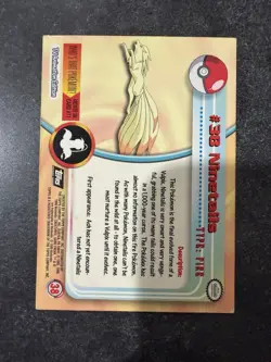 Topps Pokemon Ninetails #38 1999 TV Animation Edition Non Holo Black Logo - Image 2