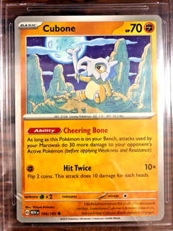 Cubone Regular Common #104|BGS MIN GEM 9.5|2023 Scarlet & Violet 151|Pokemon TCG - Image 2