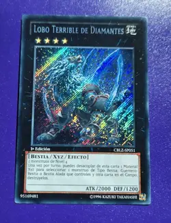 *SPANISH* Diamond Dire Wolf Secret Rare 1st Ed CBLZ-EN051 MP Yugioh - Image 1