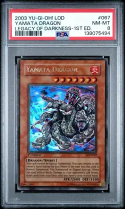 2003 Yu-Gi-Oh! Yamata Dragon Legacy of Darkness LOD 1st Edition Ultra Rare PSA 8 - Image 1