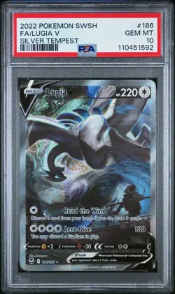 2022 POKEMON SWORD & SHIELD SILVER TEMPEST #186 FULL ART/LUGIA V PSA 10 - Image 1