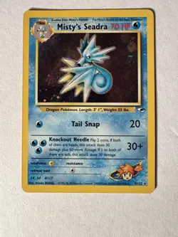 Pokemon Misty's Seadra 9/132 Gym Heroes Holo Rare Pokemon Card VLP - Image 1