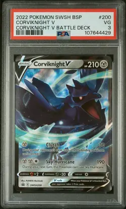 2022 POKEMON SWSH BLACK STAR PROMO CORVIKNIGHT V BATTLE DECK CORVIKNIGHT V PSA 3 - Image 1