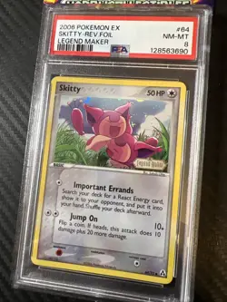 Pokemon Skitty EX Legend Maker Reverse Holo #64 PSA 8 - Image 2