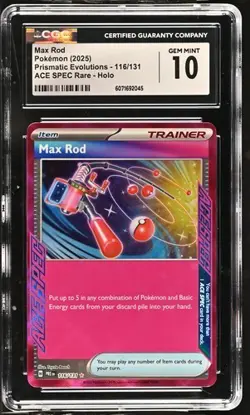 CGC Gem Mint 10 Max Rod ACE SPEC 116/131 Pokemon Prismatic Evolutions PRE EN - Image 3