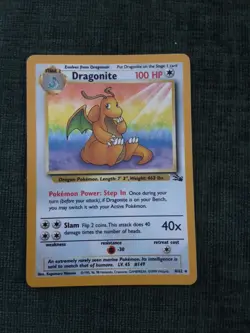 Pokemon TCG Dragonite Fossil Holo Unlimited Rare Card 4/62 1999 - Image 1