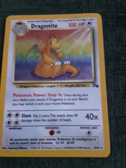 Pokemon TCG Dragonite Fossil Holo Unlimited Rare Card 4/62 1999 - Image 4