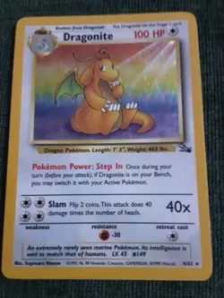 Pokemon TCG Dragonite Fossil Holo Unlimited Rare Card 4/62 1999 - Image 5