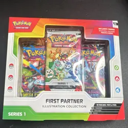 Pokemon TCG First Partner Illustration Collection Series 1 Box w/ 3 Promo Cards - Image 1