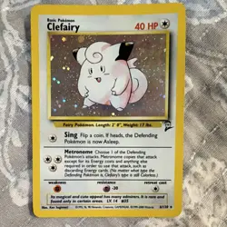 Pokemon Clefairy 005/102 Base Set Holo Rare 40 HP Basic English Card 1999 - Image 1