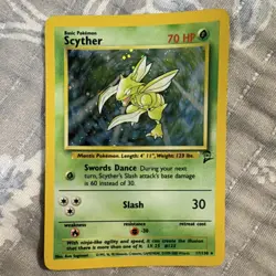 Pokemon Scyther Base Set 2 Holo Rare 70 HP Basic 017/130 English 2000 - Image 1