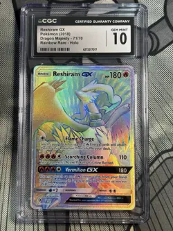Pokemon Reshiram GX Rainbow Rare Dragon Majesty 71/70 CGC GEM MINT 10 - Image 1