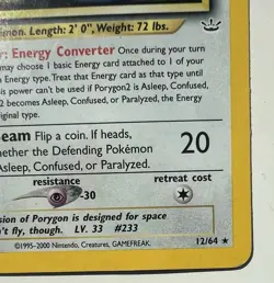 Pokemon Porygon2 12/64 Holo Rare Neo Revelation WOTC Vintage - Image 5