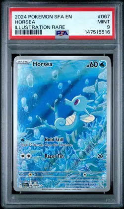 2024 POKEMON SFA EN-SHROUDED FABLE ILLUSTRATION RARE #067 HORSEA PSA 9 - Image 1