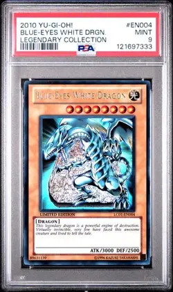 2010 Yu-Gi-Oh Blue Eyes White Dragon Legendary Collection #EN004 PSA 9 MINT - Image 1
