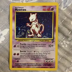 Mewtwo 010/102 Base Set Holo Rare 60 HP Basic Wizards Pokemon Card 1999 - Image 1