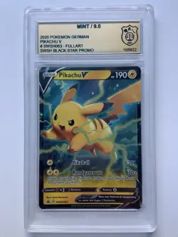 Pikachu V Fullart SWSH063 Black Star Promo Pokemon 2020 Deutsch GSG 9 Mint - Image 1