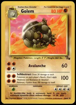 Golem 36/62 Fossil Uncommon LP Pokemon 1999 - Image 1