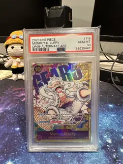 2023 ONE PIECE OP05 119 MONKEY D LUFFY GEAR 5 NIKA SEC ALT ART ENGLISH PSA 10 - Image 1