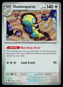 Pokemon Card - Dudunsparce Prismatic Evolutions Master Ball Holo 080/131 Rare - Image 1