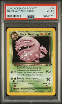 Dark Weezing 14/82 Team Rocket Holo PSA 4 Very Good Exellent! 2000 Pokemon TCG - Image 1