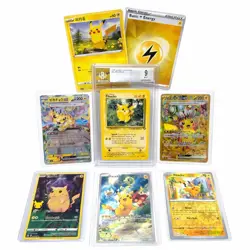 Pikachu Card Lot w/ BGS 9 Slab EX Full Art Gold Holo Japanese Pokemon Bundle - Image 1