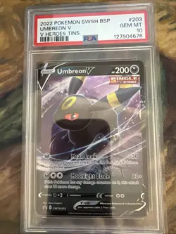 2022 POKEMON SWSH BLACK STAR PROMO V HEROES TINS #203 UMBREON V PSA 10 - Image 1
