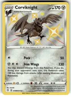 Pokemon Card Corviknight SV089/SV122 Shining Fates Baby Shiny Rare Near Mint - Image 1