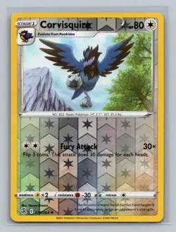 Corvisquire 220/264 Uncommon Fusion Strike Pokemon Reverse Holo NM - Image 1