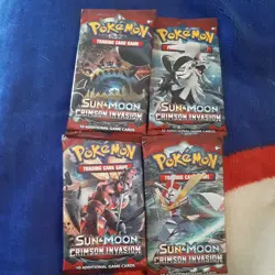 Pokemon Sun & Moon Crimson Invasion Booster Pack x4 Full Set - New Sealed 820650802492 - Image 1